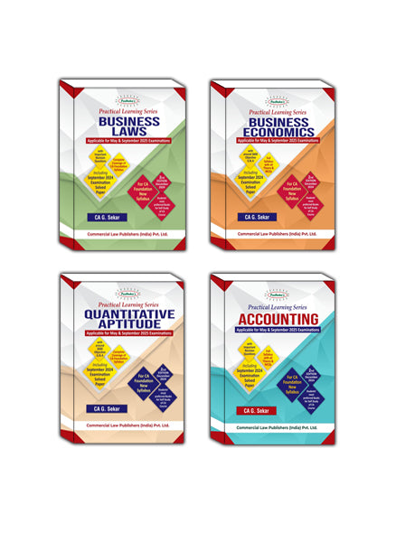 Combo Pack Practical Learning Series — Business Laws, Accounting, Business Economics, Quantitative Aptitute  CA Foundation New Syllabus